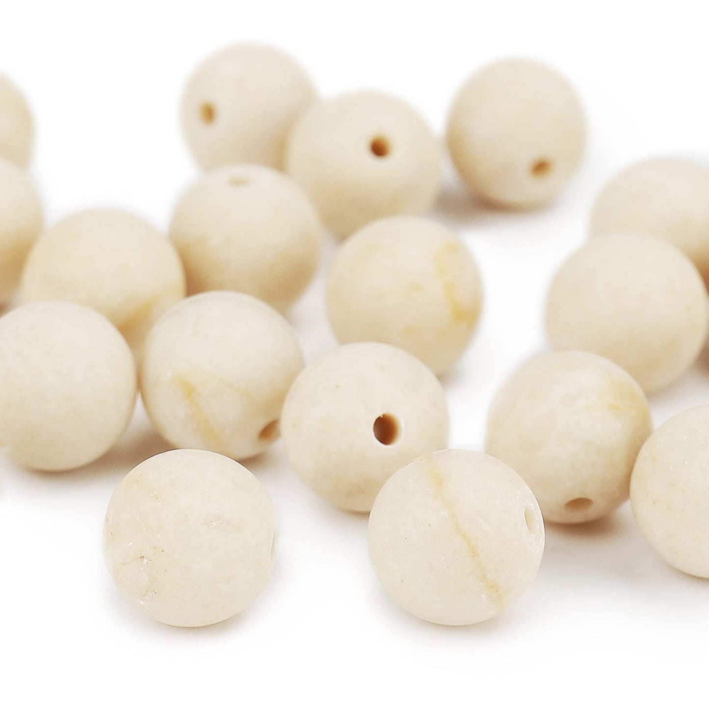 Natural Matte Fossil Jasper Beads, 8MM Round Frosted Unpolished Loose Gemstone Beads for Bracelet Necklace Jewelry Making, Energy Stone Healing Power with Stretch Beading Cord