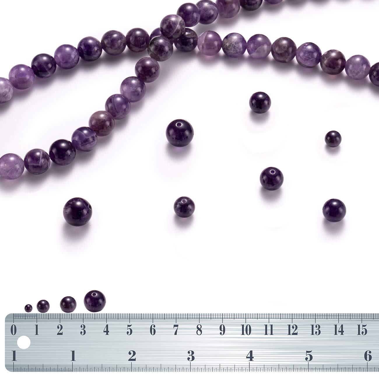 BEADIA Natural Amethyst Crystal Stone Round Loose Semi Gemstone Beads for Jewelry Making 8MM 44PCS