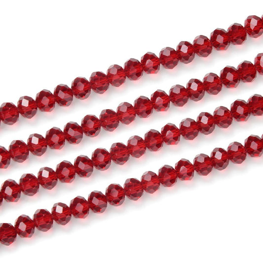 1000pcs Czech Faceted Rondelle Crystal Glass Loose Beads 6mm Spacer Bulk Siam Red for DIY Craft Jewelry Making CCR605