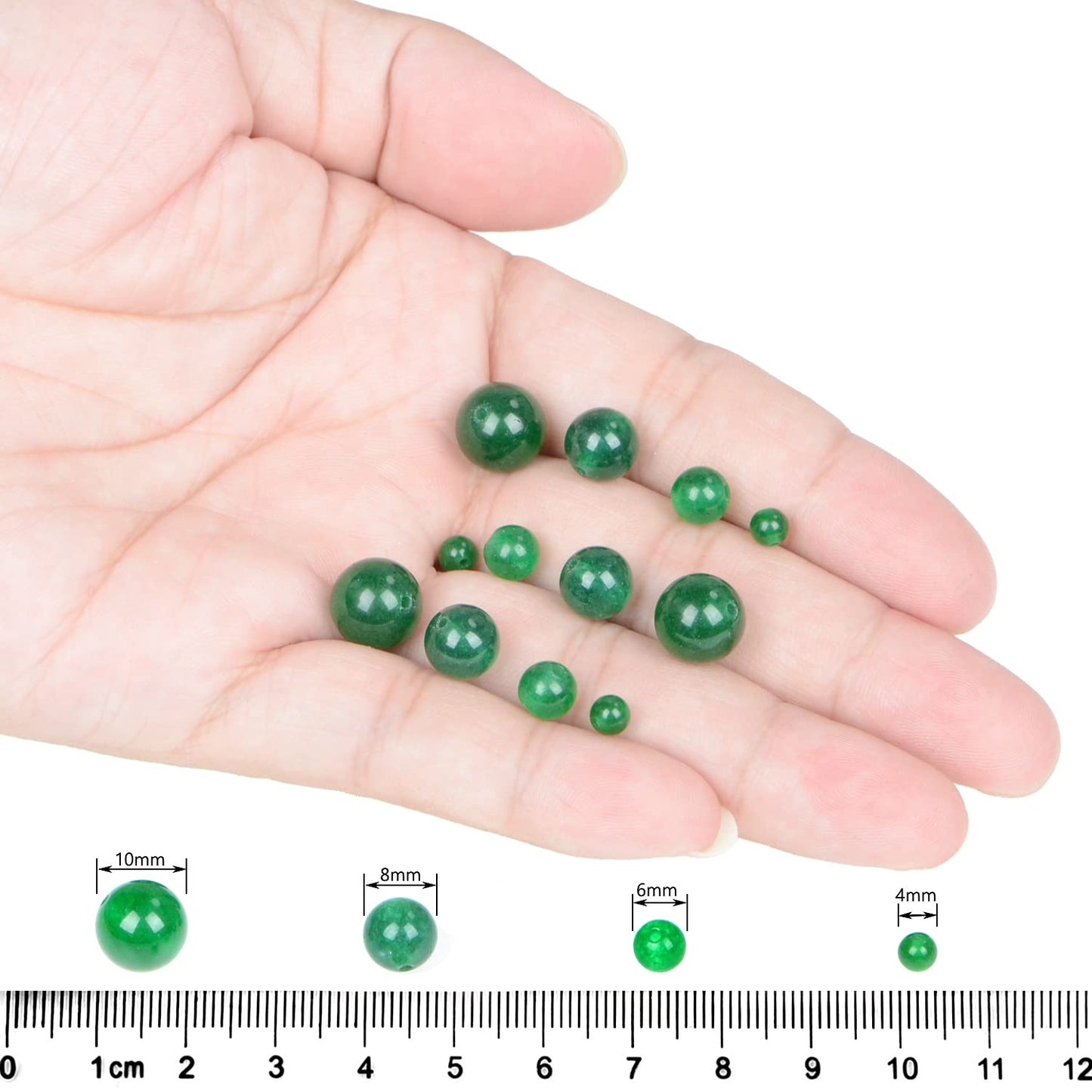 AD Beads Natural Gemstone Round Loose Beads 15" for Bracelet Necklace Earrings Jwelery Making Crafts DIY (8mm, Green Jade)