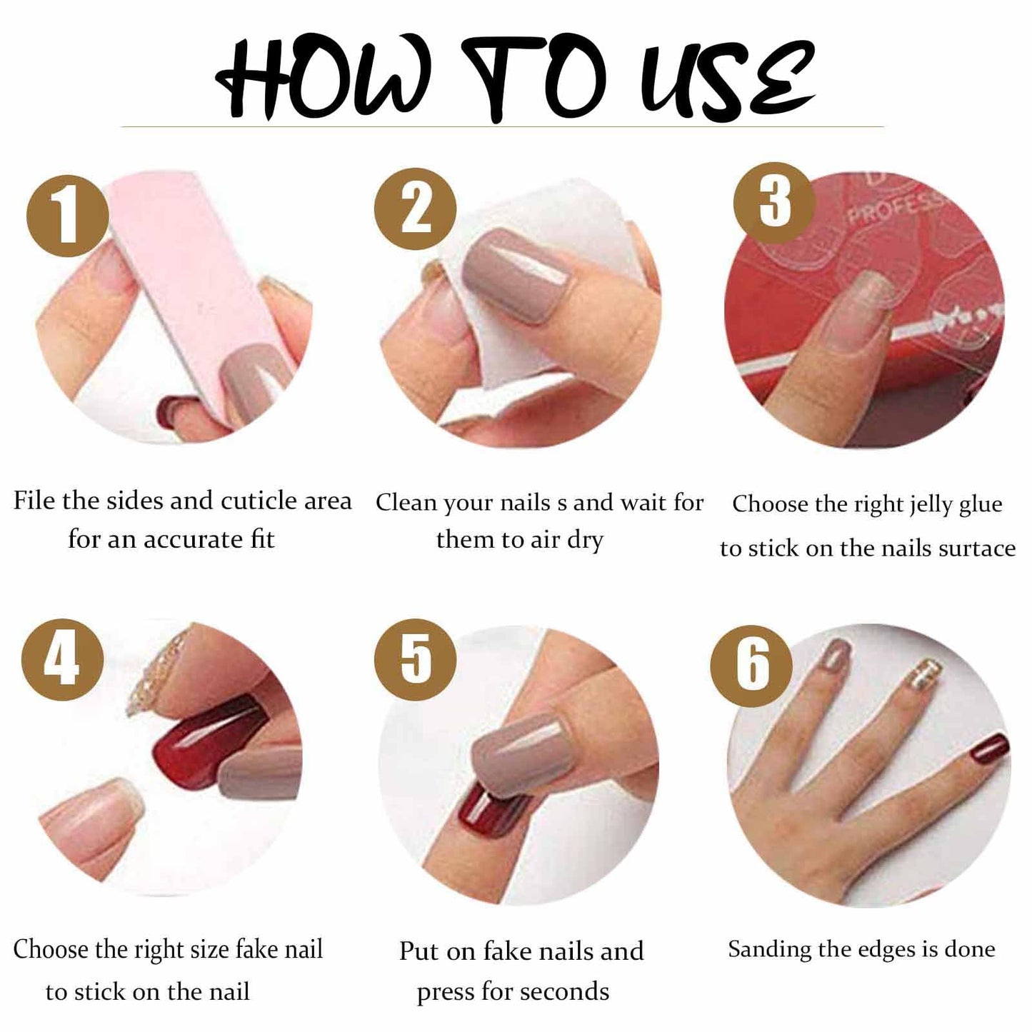 DANMANR Square Fake French Nails False Long Nails Full Cover Acrylic Long Fake Nails for Women and Girls 24PCS (Color 10)