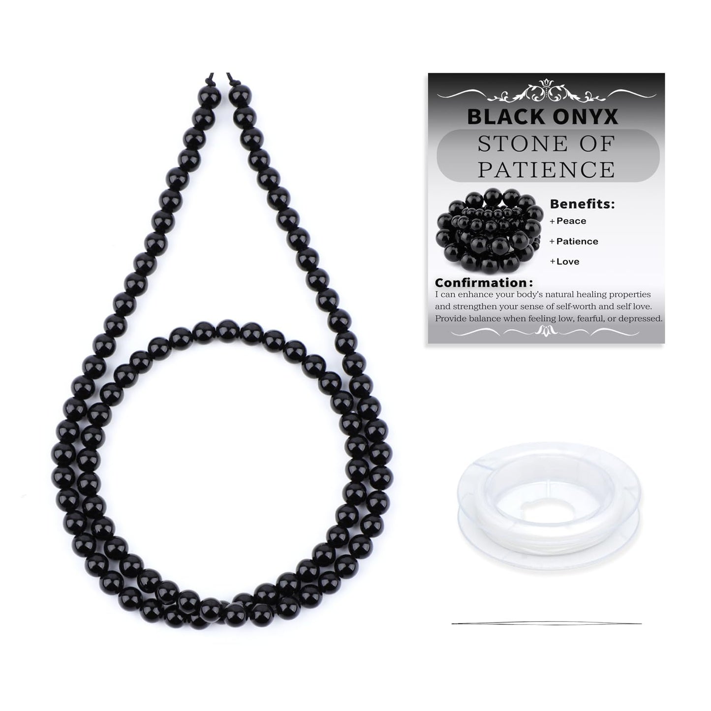 CMBYN Natural Stone Beads Round Genuine Real Stone Beading Strand Loose Gemstones DIY Smooth Bead for Bracelet Necklace Earrings Jewelry Making (Black Onyx, 4mm 90 Pieces)