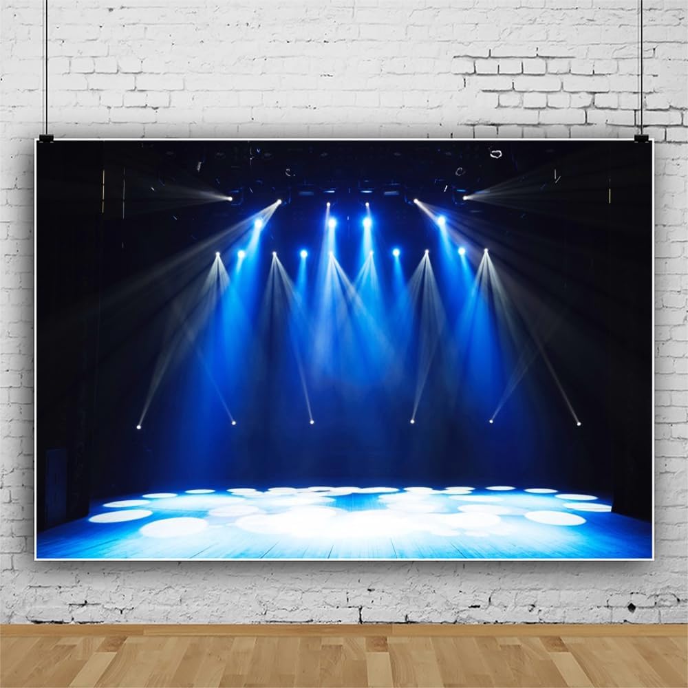 Leowefowa 12x6ft Vinyl Stage Concert Backdrop Spotlight Lights Night Club Photo Background Let's Glow Crazy Theme Party