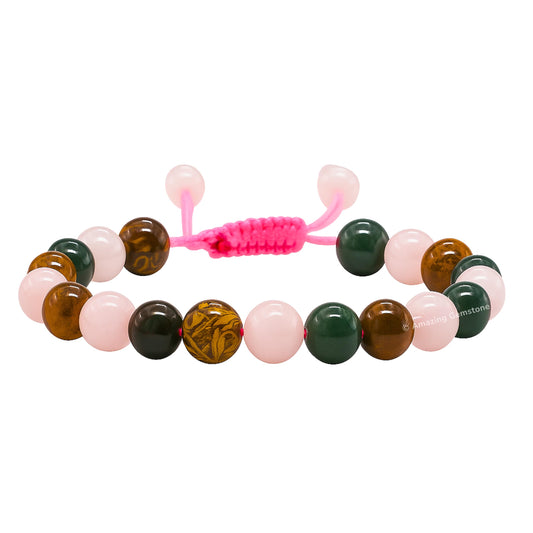 Amazing Gemstone Period Bracelets for Women - Bloodstone Mariyam Jasper Rose Quartz Bracelet Set for Healing Calming Anxiety Stress Relief Gifts (Adjustable) (Pleasant Period/Menstrual Support)