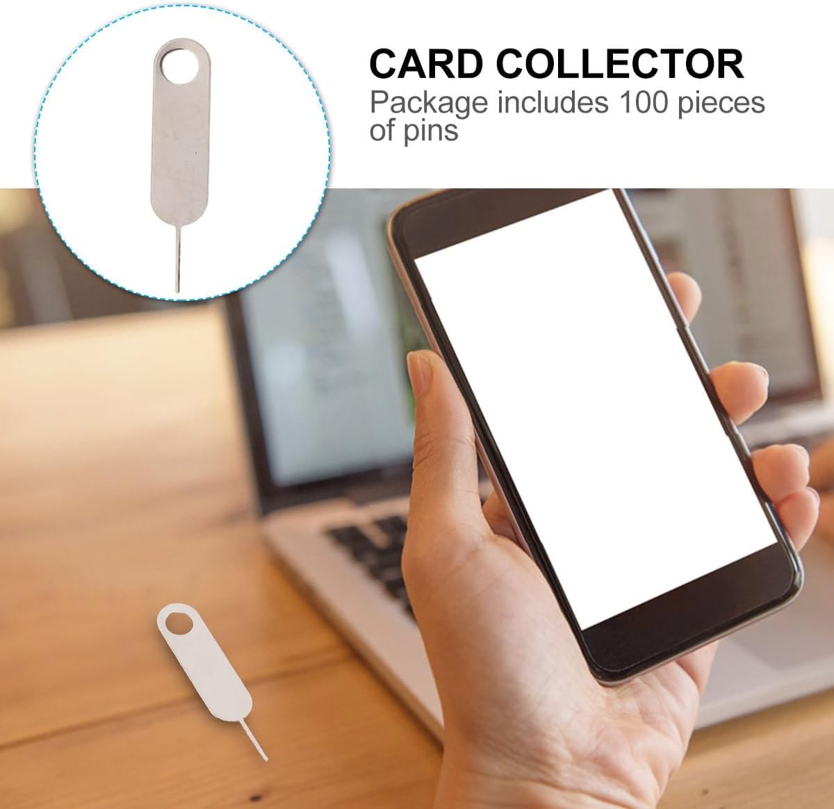 100pcs Universal Sim Card Ejector Pin Removal Needle Tool for Smartphones Hard Steel Sim Tray Opener Compatible