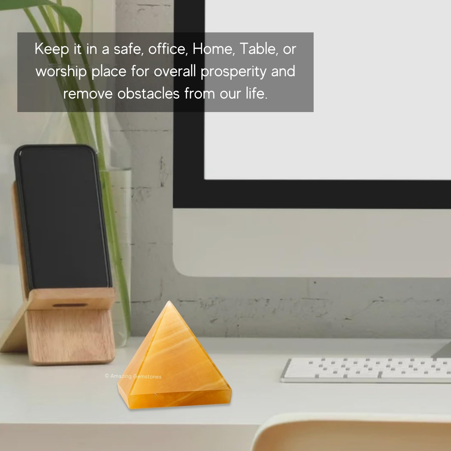 Yellow Calcite Pyramid Crystal Healing Stones - 1" Great Pyramid Figurine of Natural Stone Pyramid for Meditation, Reiki, Chakra Balancing and Crystal Pyramids Grid