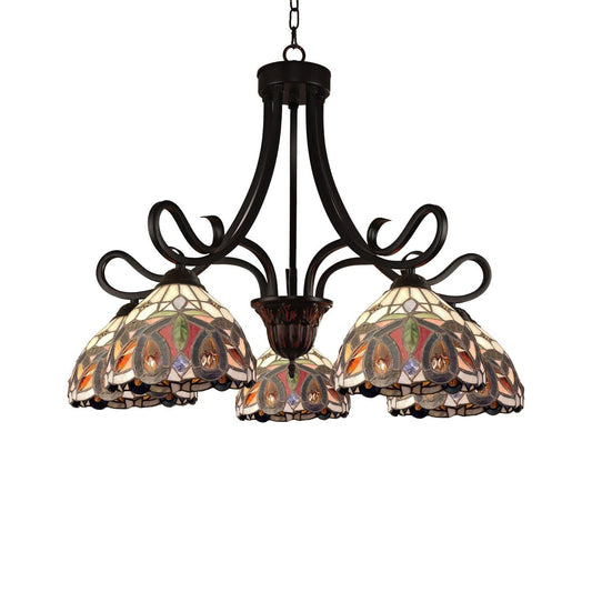 Chloe Lighting Tiffany-Style Chandelier, 5 Light, Dark Bronze, 27in Wide, Multicolor, Model CH3T353BV27-DD5