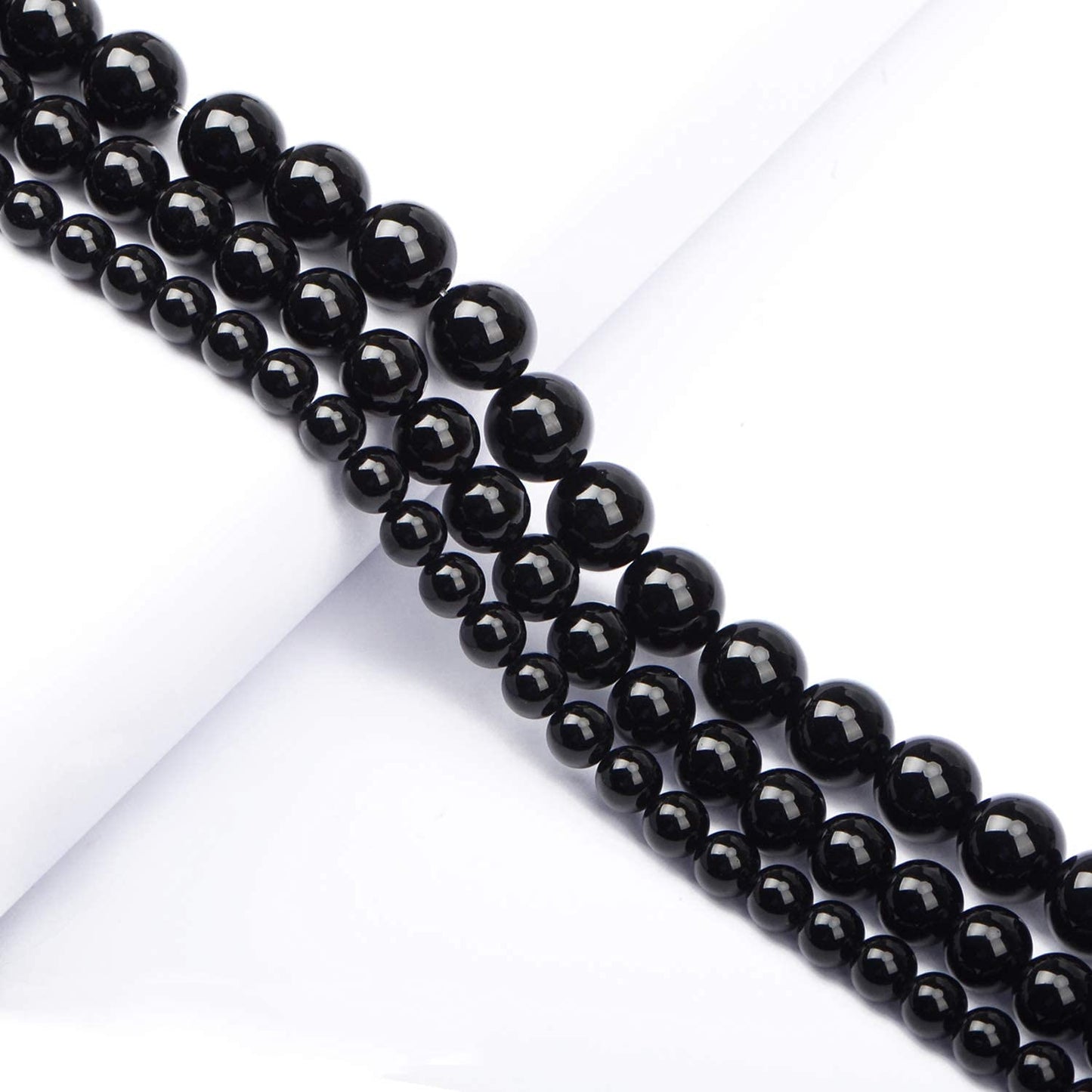 AD Beads Natural Gemstone Round Loose Beads 15" for Bracelet Necklace Earrings Jwelery Making Crafts DIY (8mm, Black Onyx)