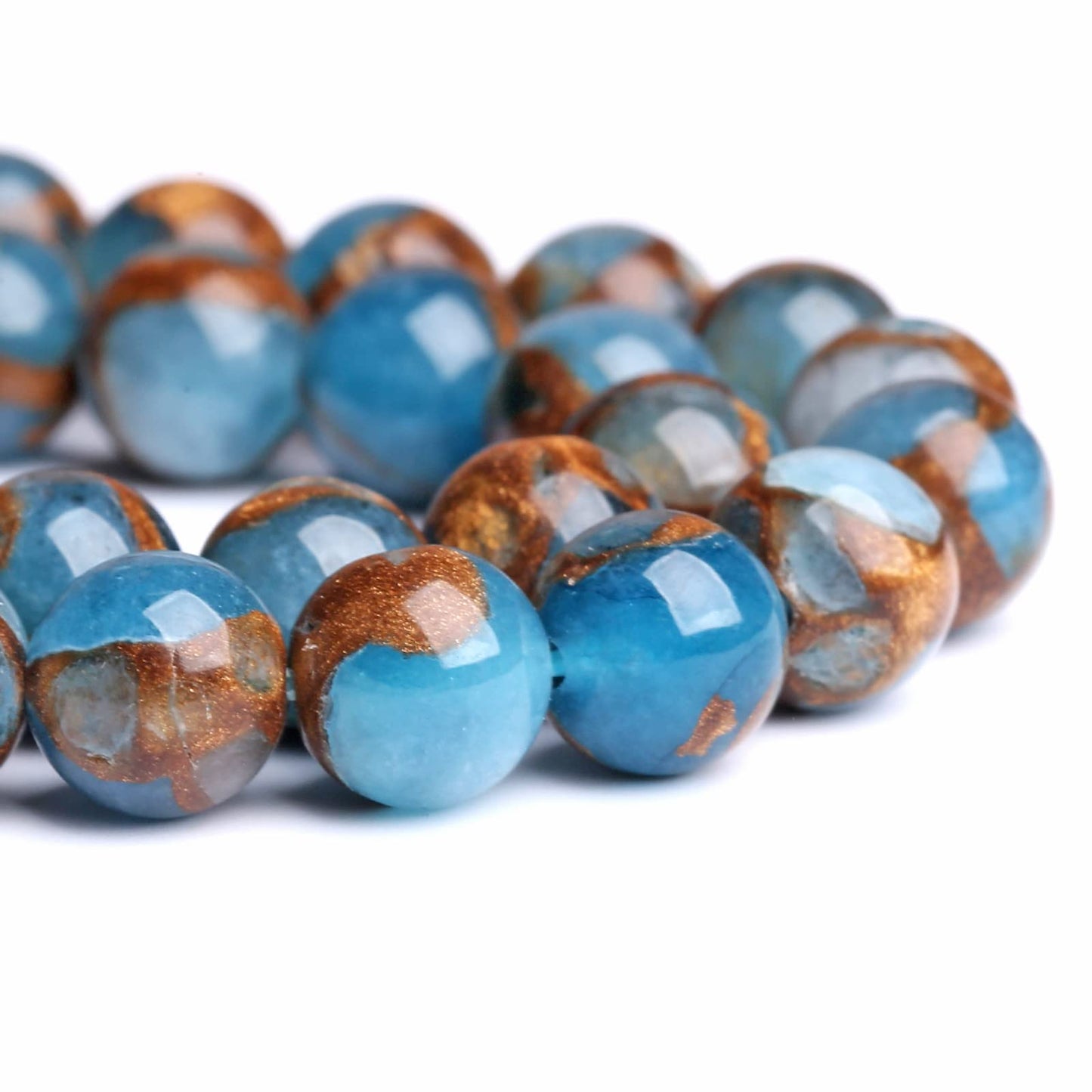 90PCS 8MM Lake Blue Cloisonne Craft Spacer Loose Beads for Jewelry Making DIY Bracelet