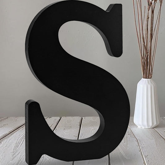 AOCEAN 12 inch Black Wood Letters Unfinished Wood Letters for Halloween Decorative Standing Letters Slices Sign Board Decoration for Craft Home Party Projects (S)