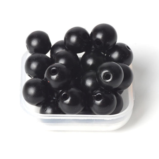 100Pcs Natural Stone 8mm Glass Black Matte Beads Round Loose Gemstone Energy Healing Beads Hole Size 1mm DIY Smooth Beads Jewelry Making