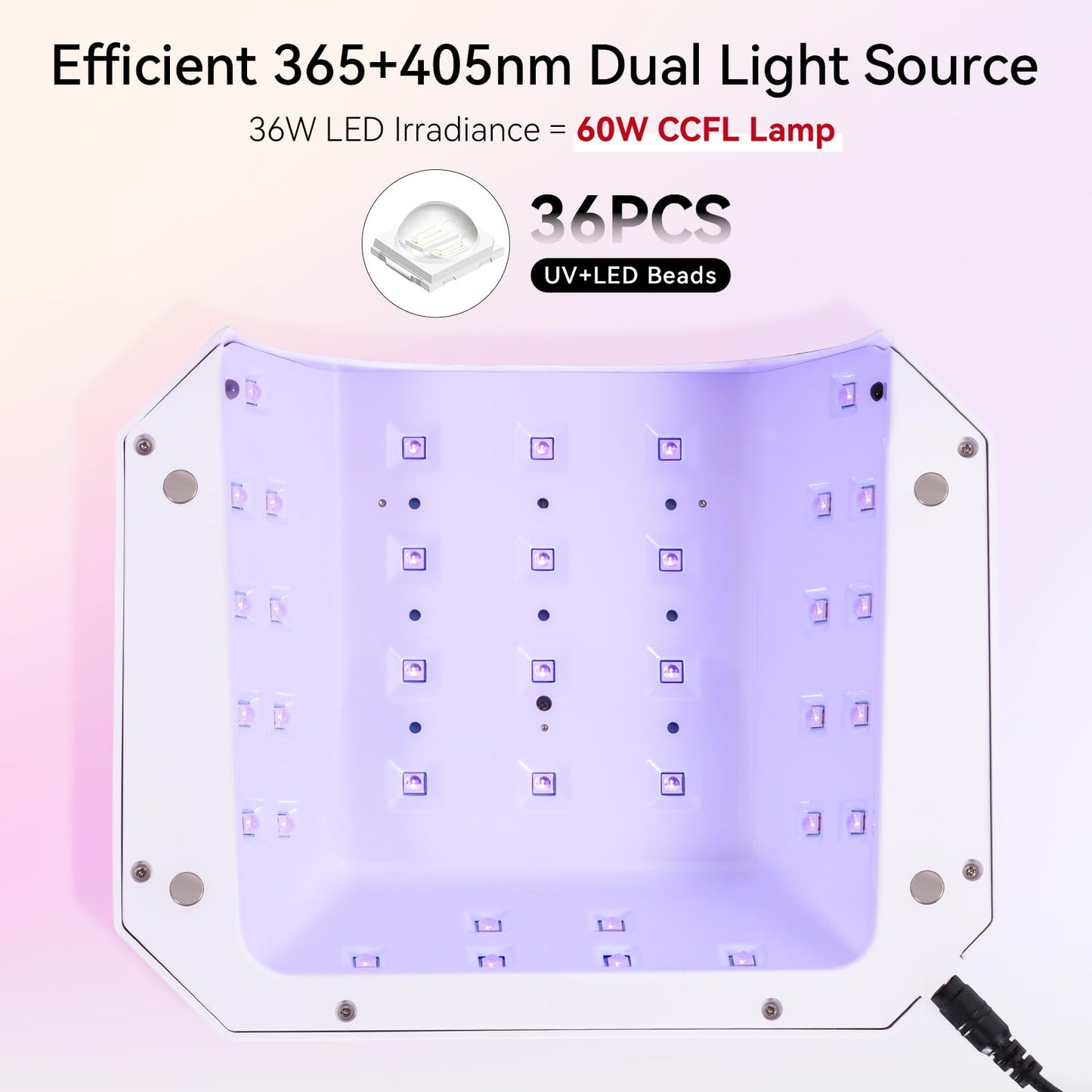 Makartt UV Nail Lamp: LED Light for Gel Polish 36W Nails Curing Dryer with 4 Timer Setting Display Auto Sensor, Professional Flash Cure Lamp for Salon & Home