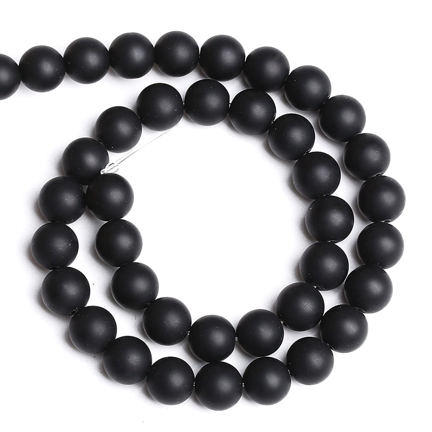 4MM 86PCS Natural Stone Matte Black Agate Loose Beads for Jewelry Making DIY Bracelet Necklace
