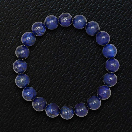Forziani 10mm Lapis Lazuli Beaded Bracelet for Men - Prosperity and Wisdom - Stretch Navy Blue Gemstone Beads Mens Bracelet - Made in USA - Gift For Him
