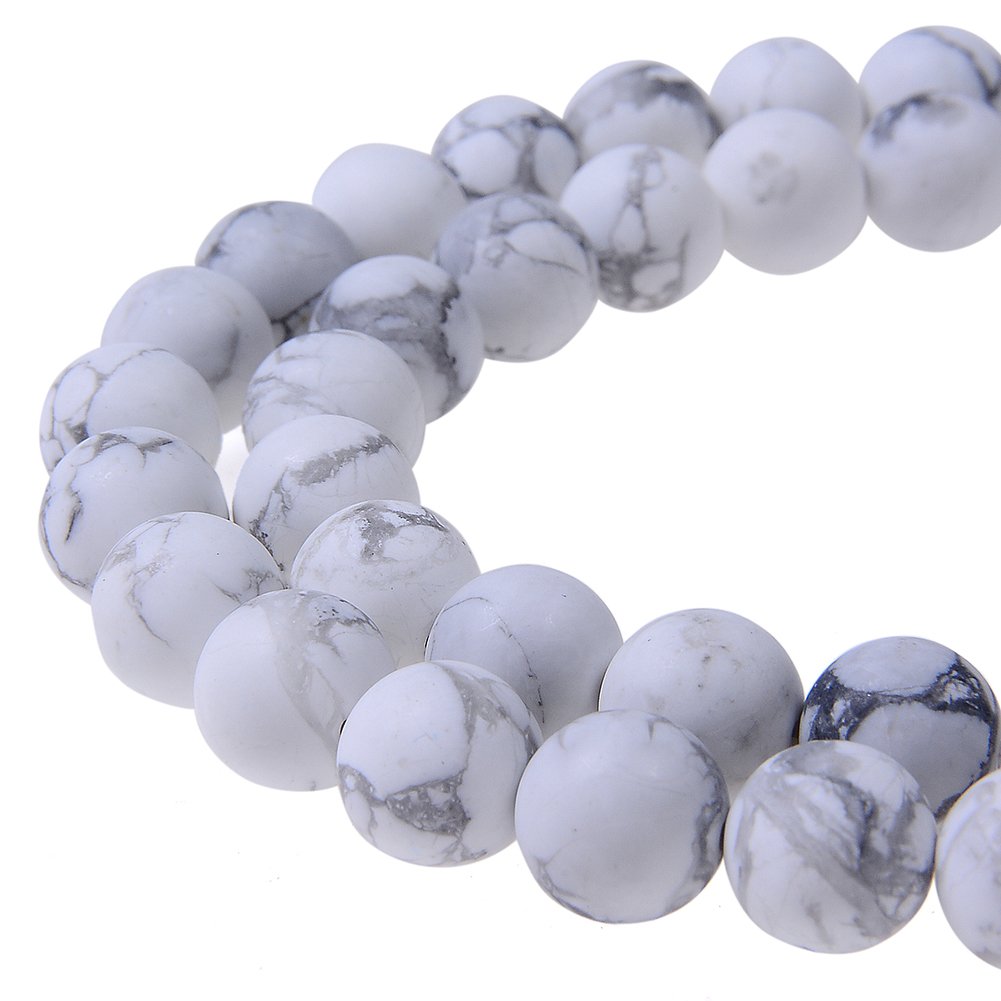 PLTbeads Natural Gemstone Loose Beads Matte Approxi 15.5 inch DIY Bracelet Necklace for Jewelry Making (10mm, Matte Black Stripe Howlite)