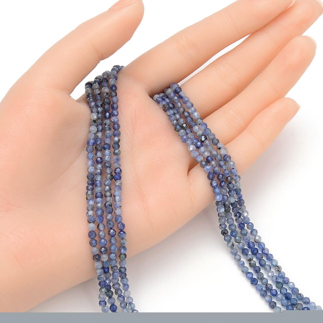 Adabele 15 Inch Natural Blue Kyanite Healing Gemstone 3mm (0.12 Inch) Tiny Small Faceted Round Loose Beads Stone Spacer (120-130pcs) for Craft Jewelry Making GK3-21