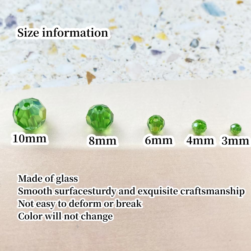 Xinhongo Crystal Glass Beads 400 Pieces 4mm Round Faceted Glass Spacer Beads for Jewelry Making Bracelet Earring Necklace DIY Craft Supplies(Green AB)