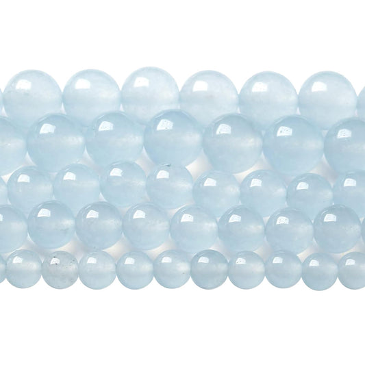 10MM 36PCS Natural Stone Light Blue Chalcedony Loose Beads for Jewelry Making DIY Bracelet Necklace…