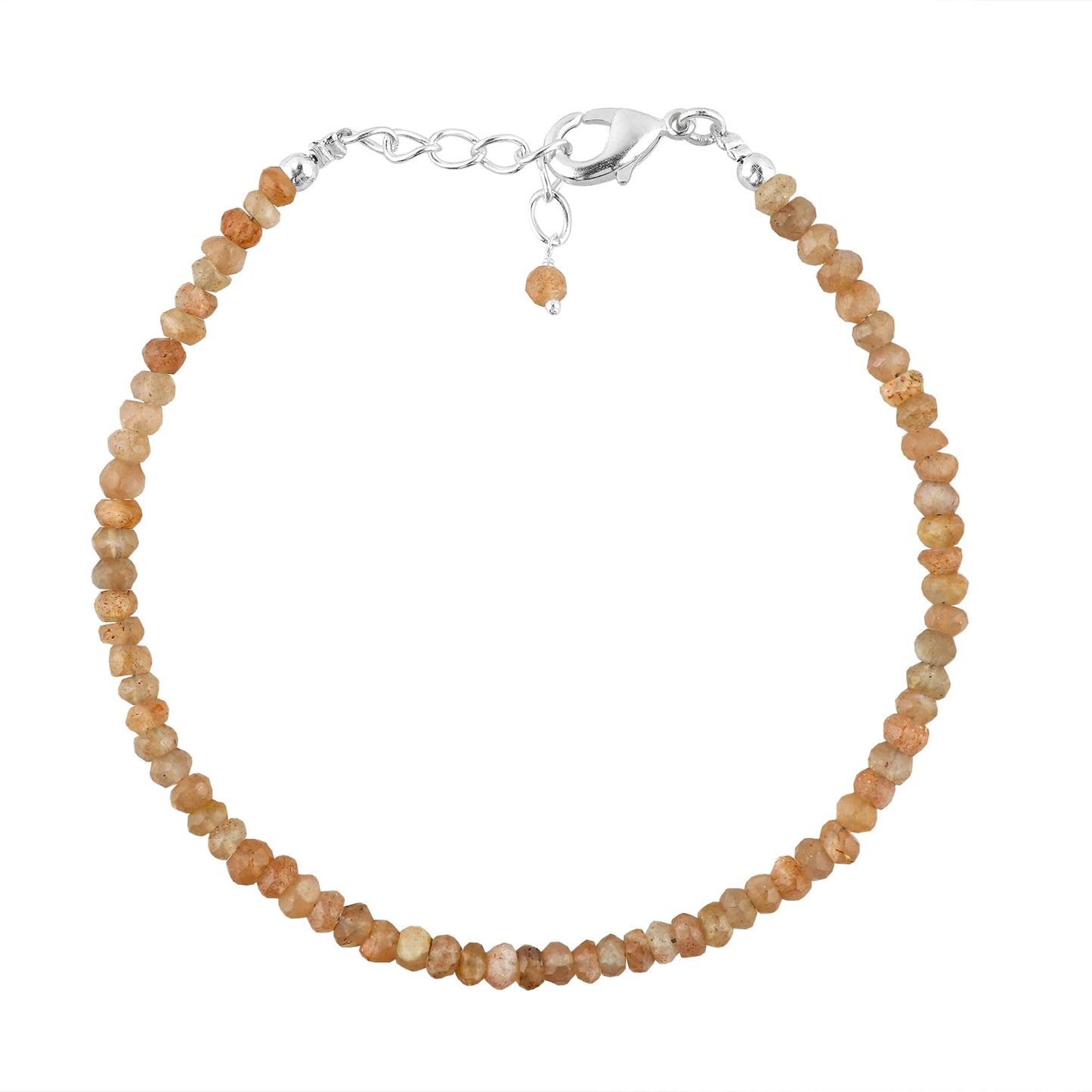 CRYSTALINES Natural Brown Moonstone Dainty Bracelets, Shaded Gemstones Beads, June Birthstone, Chakra Healing Crystals, Handmade Bracelet, Women Jewelry, Silver Chain, A Grade, 8"