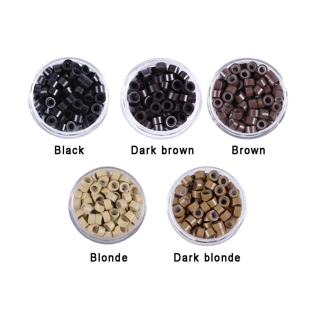 2500 Pcs/lot Silicone Lined Micro Links Ring Beads Hair Feather Extensions 5.0X3.0X3.0mm Hair Beads