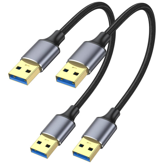 ApoJodly 3.0 1FT 2-Pack, USB Cable Short USB A Male to Male Cord Double Sided Cable Compatible with Hard Drive, Laptop