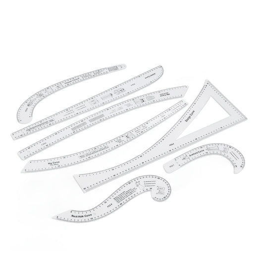 7Pcs Sewing Ruler Tailor Set Clear French Curve Ruler Sewing Ruler Set Rulers Ruler Racks Rulers High Accuracy Scale Fashion Pattern Design Ruler Set for Making Pattern Drafting