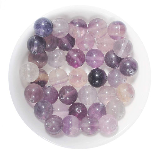 10mm Natural Purple Fluorite Gemstone Round Loose Beads Crystal Stone Bracelet Necklace Accessories Crafts for Jewelry Making DIY,1 Strand 15"