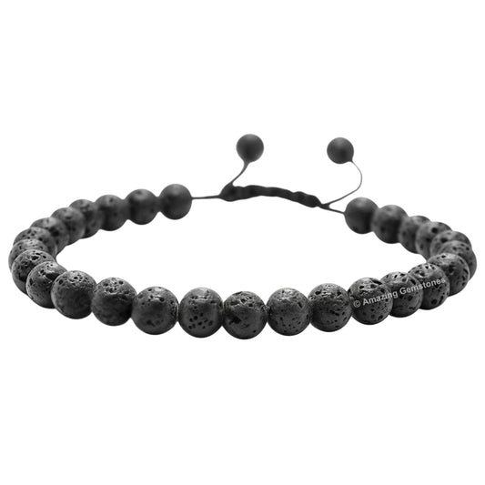 Amazing Gemstone Lava Stone Bracelet for Women Men's Gifts - Protection Healing Crystal Bracelet - 6mm Gemstones Beaded Adjustable Bracelet Pulseras Para Hombres Mujer Stocking Stuffers