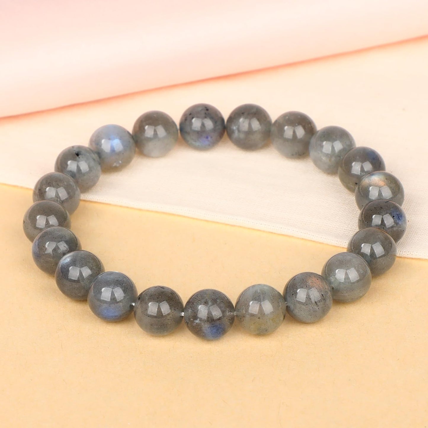 LPBeads Handmade Natural Gemstone Stretch Elastic 10mm Labradorite Bracelet Healing Crystal Round Stone Beads Jewelry Gifts for Women Men