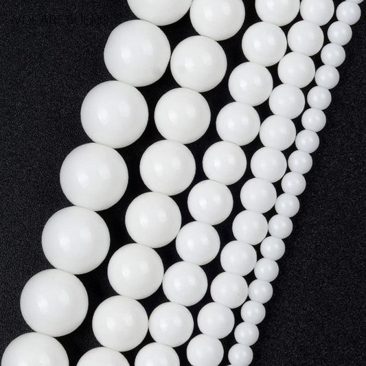 10mm 35pcs Beads Natural Stone Jewelry Bracelets Pendants Charms Accessories Spacer Vintage Findings Necklace Lariat Earrings Crystal Dangle Component Making DIY(10mm, White)