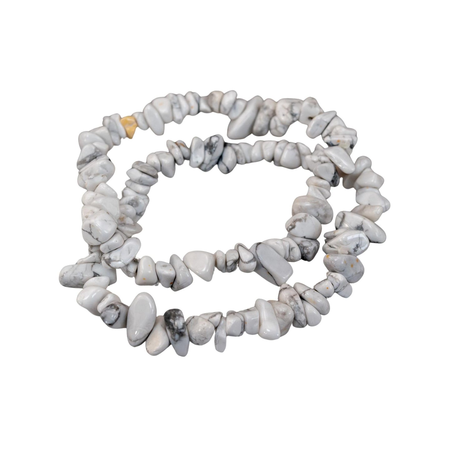 Natural Gemstone Bracelets, Chakra Crystal Healing Chip Stretch Bracelets, Gemstone Polished Irregular Crystals, Crystal Irregular Chips Beads Stretch Bracelets (White Howlite)