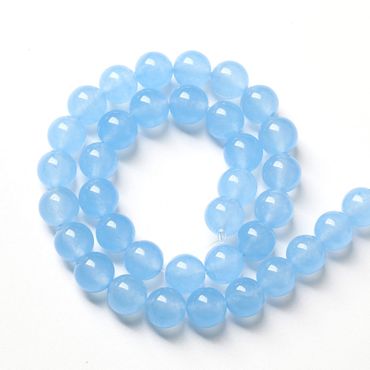10MM 38PCS Blue Aquamarine Chalcedony Spacer Loose Beads for Jewelry Making DIY Bracelet Necklace