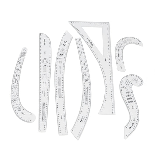 French Curve Ruler Set 7Pcs Acrylic Clear Sewing Ruler Tailor Kit for Dress Making