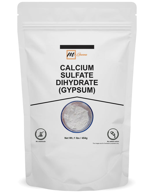 100% Pure Calcium Sulfate Dihydrate (Food Grade) - Gypsum Powder for Baking, Water Treatment and Cosmetic formulations 1 lbs / 454 GMS