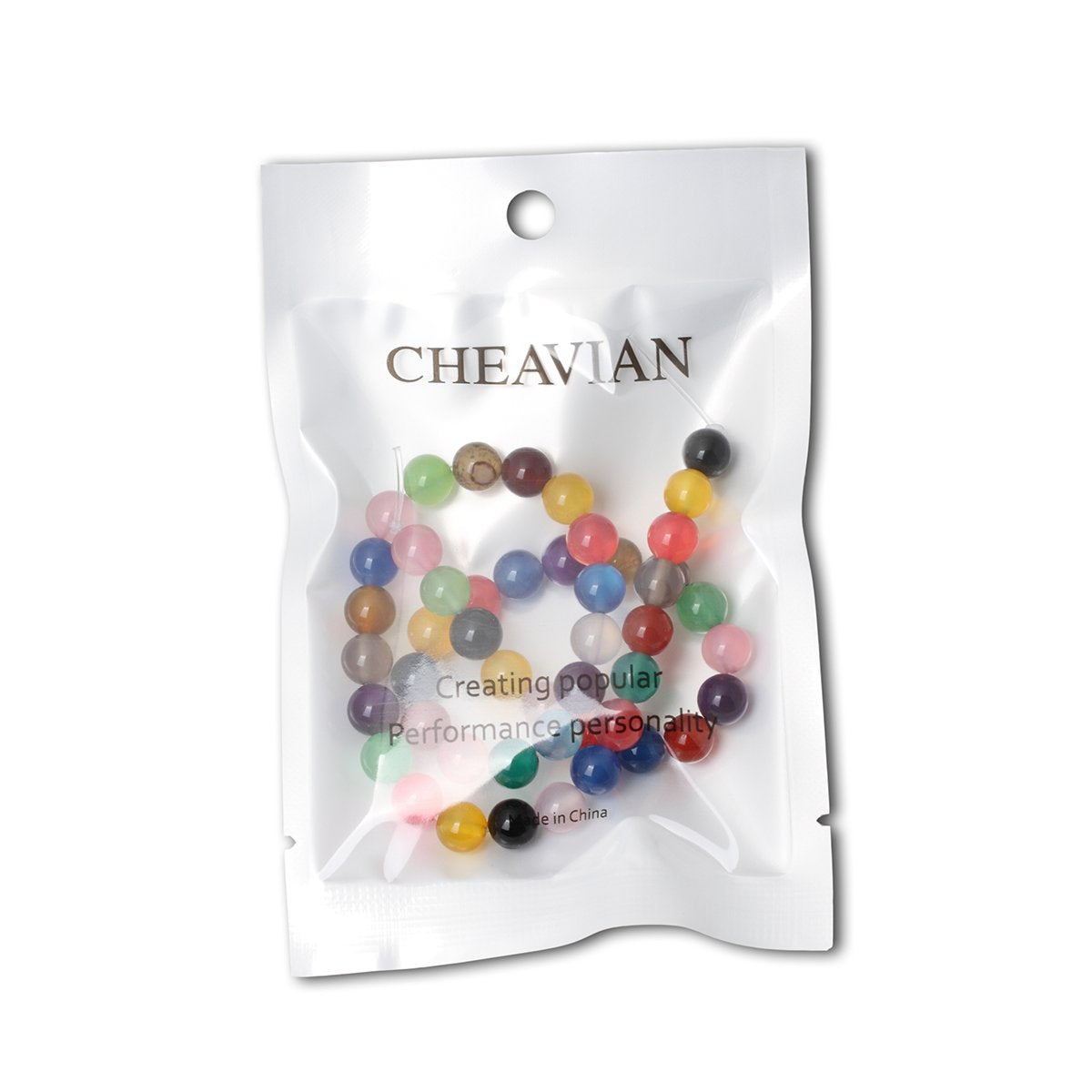 CHEAVIAN 45PCS 8mm Colorful Agate Gemstone Round Loose Beads for Jewelry Making 1 Strand 15"