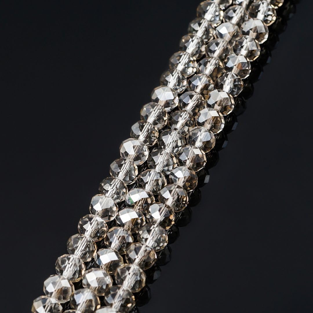 1000pcs Czech Faceted Rondelle Crystal Glass Loose Beads 6mm Spacer Bulk Silver Champagne for DIY Craft Jewelry Making CCR629