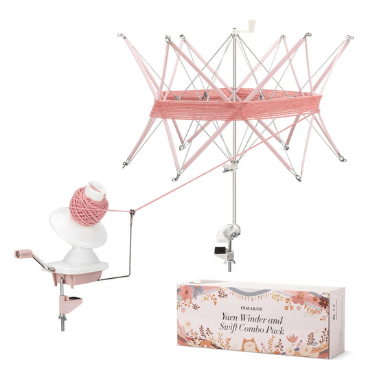 INMAKER Yarn Winder and Swift, Ball Winder and Swift Combo for Crocheting & Knitting, Quick Install Yarn Spinner, Essential Tool for Crafting Enthusiasts