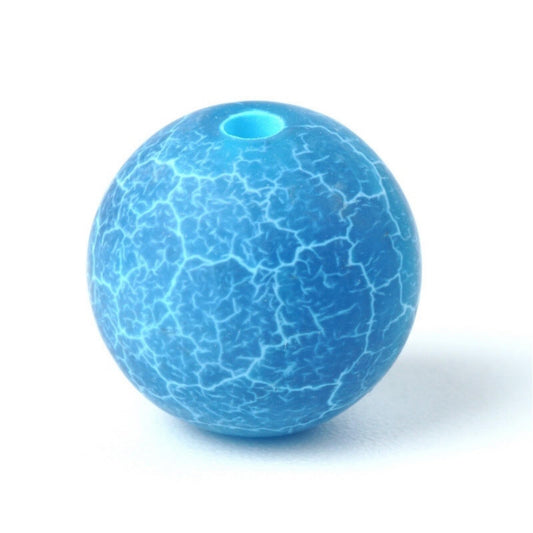 100Pcs Natural Stone 6mm Blue Frosted Spider Net Agate Round Loose Gemstone Energy Healing Beads Hole Size 1mm DIY Smooth Beads for Bracelet Necklace Jewelry Making