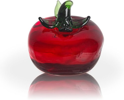LONGWIN Glass Mini Tomatoes Figurines - Collectible Crystal Fruit Decor for Tabletop Centerpieces
