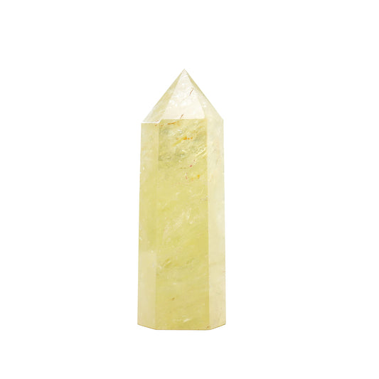 Runyangshi Large Citrine Natural Healing Crystal Wand 4.72"-5" Blue-Veins Stone Quartz Tower 6 Faceted Single Point Crystals Prism Wand for Meditation Reiki Chakra Therapy Home Decor Gift
