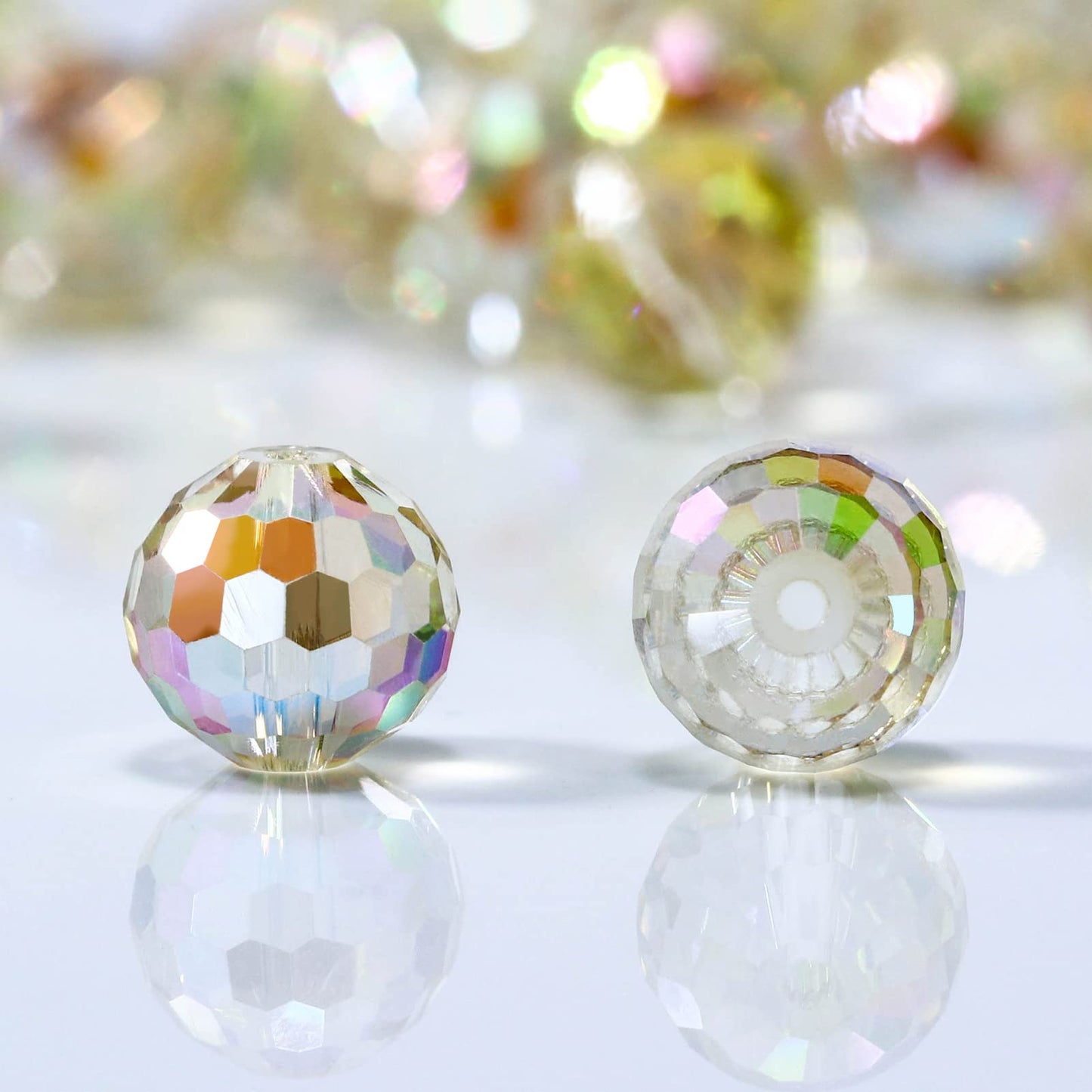 Dowarm 100PCS 8MM Crystal Glass Beads for Jewelry Making, Faceted Crystal Beads for Crafts Bracelet Wind Chimes Suncatcher, #5003 Rondelle Spacer Beads, Loose Gemstones, Yellow Colorized