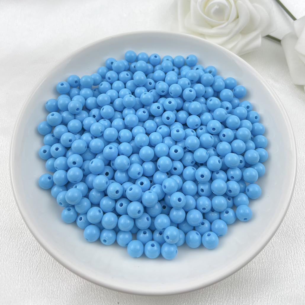 Mulutoo 120Pieces 12MM Acrylic Round Beads Round Acrylic Balls Chunky Beads Smooth Spacer Plastic Pastel Beads Craft Beads for Necklace and Bracelet Making Crafting Supplies(189-sky Blue)