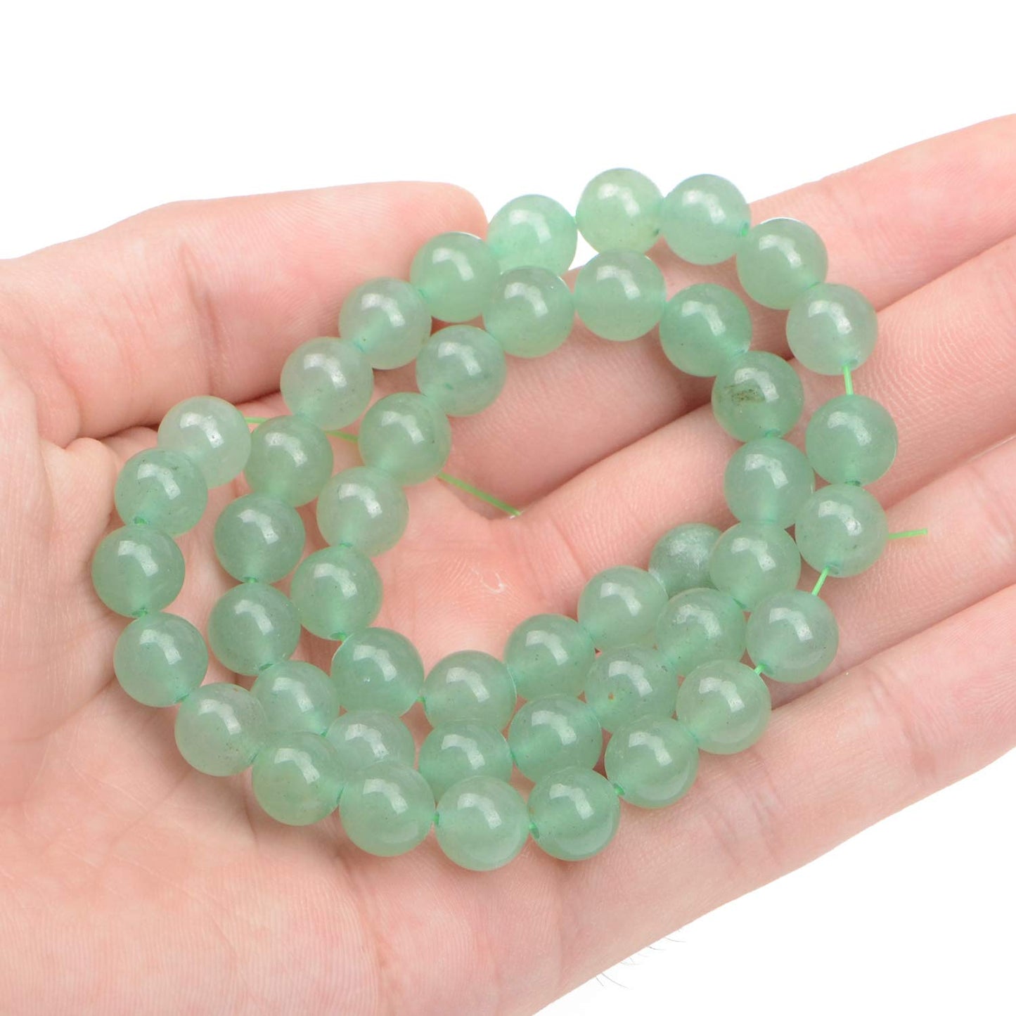 AD Beads Natural Gemstone Round Loose Beads 15" for Bracelet Necklace Earrings Jwelery Making Crafts DIY (8mm, Green Aventurine)