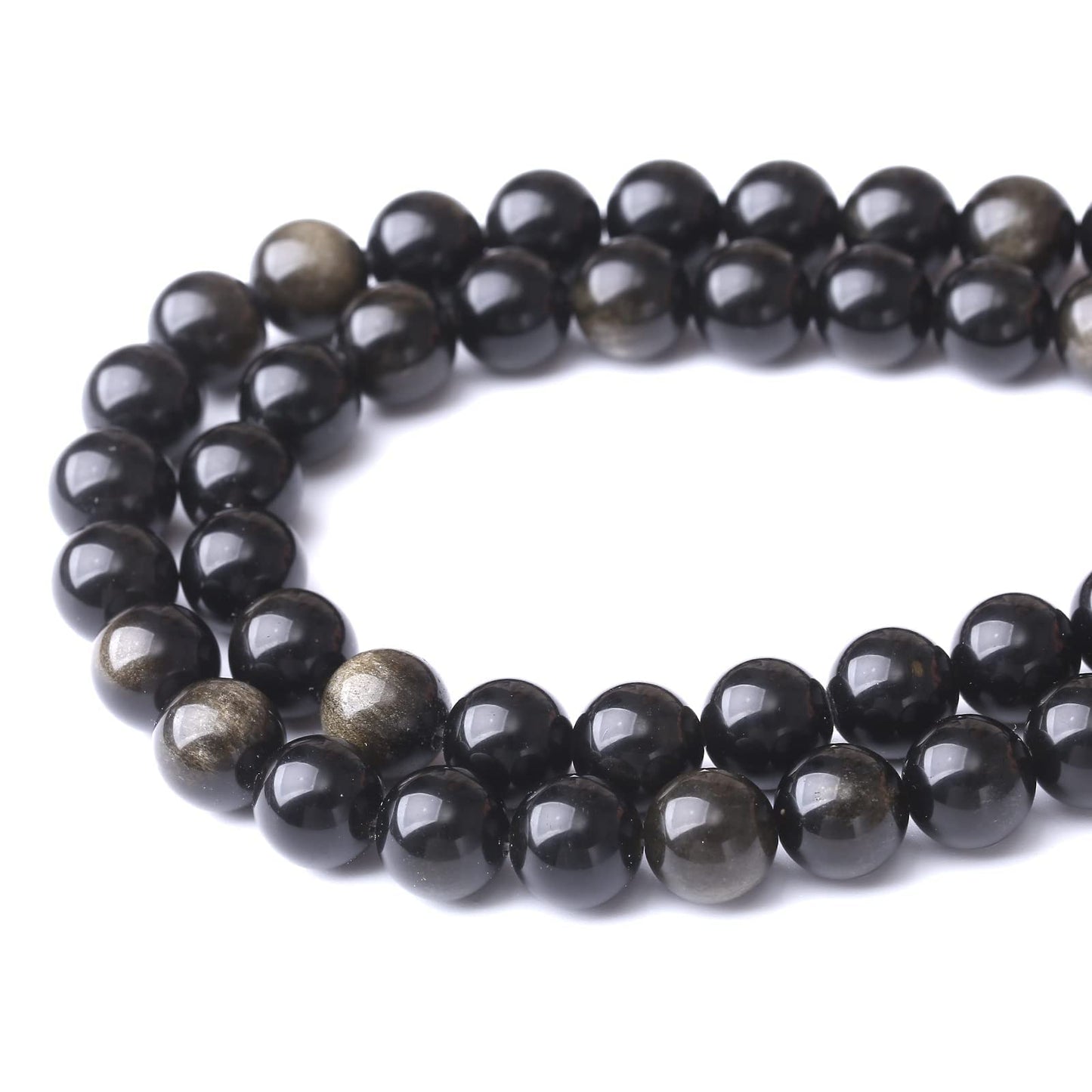 90PCS 4MM Natural Black Golden Obsidian Stone Beads Energy Healing Beads for DIY Jewelry Bracelet Necklace Making for Jewelry Making15Inch