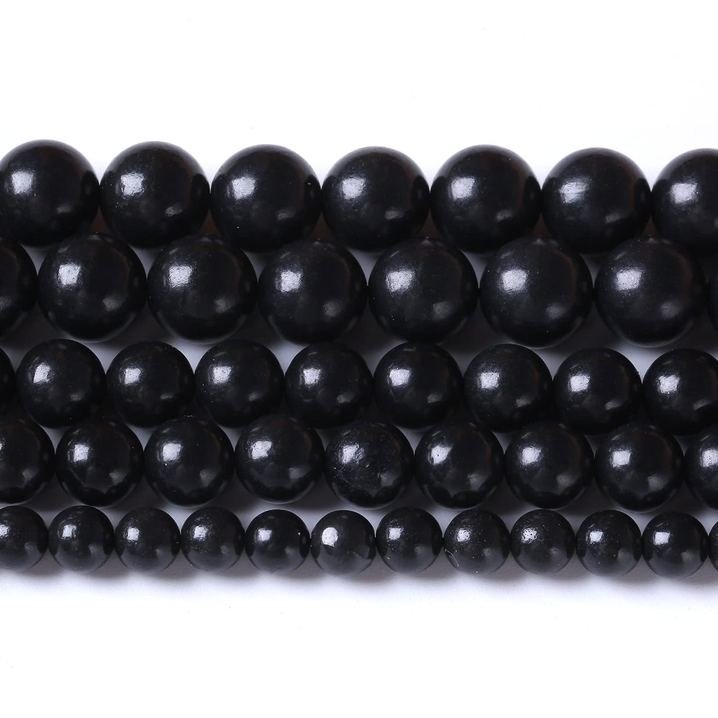 75PCS 10MM Natural Stone Shungite Beads Crystal Loose Beads for Jewelry Making DIY Bracelet