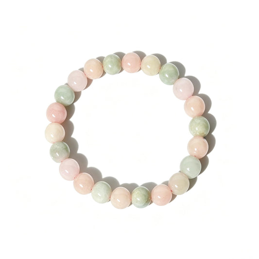 The Vida Handmade AAA+ Quality Crystal Stretch Elastic Bracelet - Nature Gemstone - Jewelry Gift - Holiday Gift - For Women & Men (Morganite)