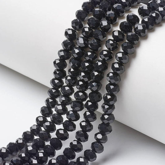 10 Strands Briolette Faceted Rondelle Glass Beads 8x6mm Opaque Glass Tiny Loose Beads 720pcs for Bracelets Jewelry Making