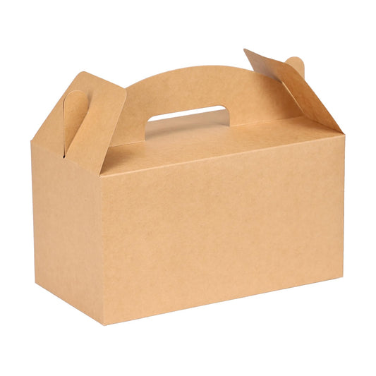 Aosric Brown Gable Boxes with Handles, 30 Pcs, 9.45"x5"x5" Sturdy & Durable Cardstock Treat Boxes for Party Favor, Kids Birthday, Baby Shower, Wedding, Holidays Gifts