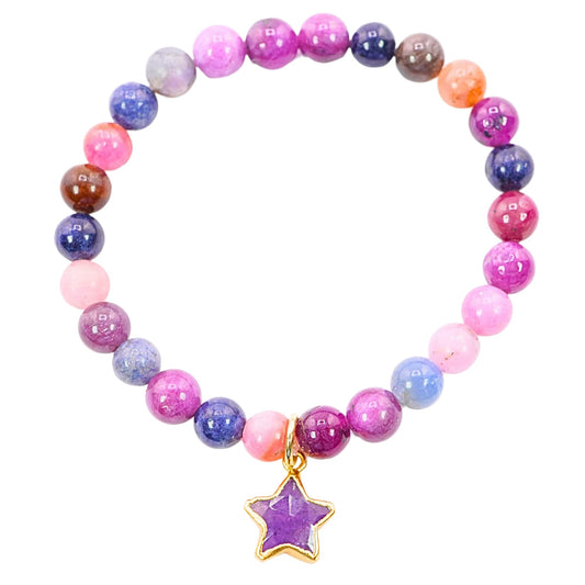Multi Sapphire Bracelet Birthday Favors for Kids, Toddler Bracelet with Certified 925 Sterling Silver 18K Gold Vermeil Amethyst Crystal Star Charm