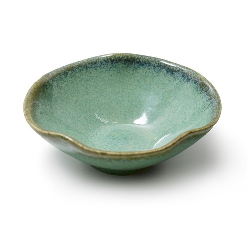 KROUJITY 4.72" Small Decorative Bowl, Ceramic Green Key Bowls for Entryway Table, Jewelry Dish, Trinket Holder, Offering Bowl, Potpourri Bowl, Vintage Home Decor with Unique Irregular Rim